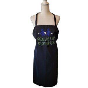 Bib Apron Baking Up Memories Glitter Gingerbread People Blue Green